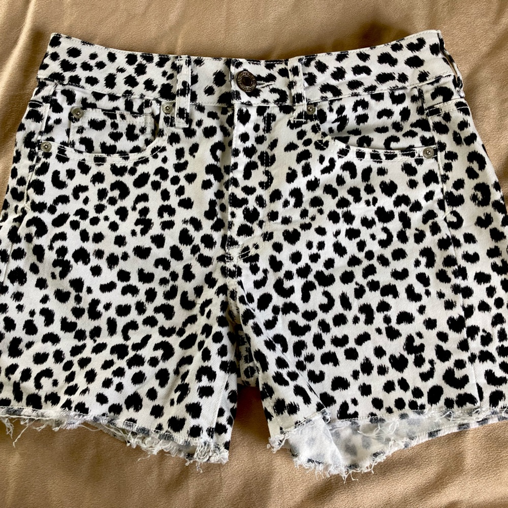 Black and white Animal print jeans shorts